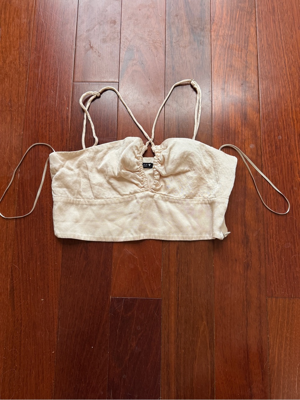 Zara Cream Ruched Front Crop Top